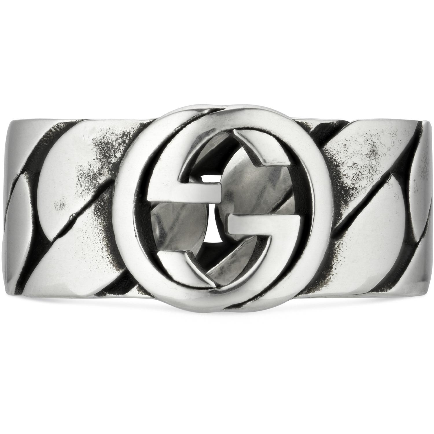 Gucci - YBC661515001 - Interlocking G Ring with motif in sterling silver