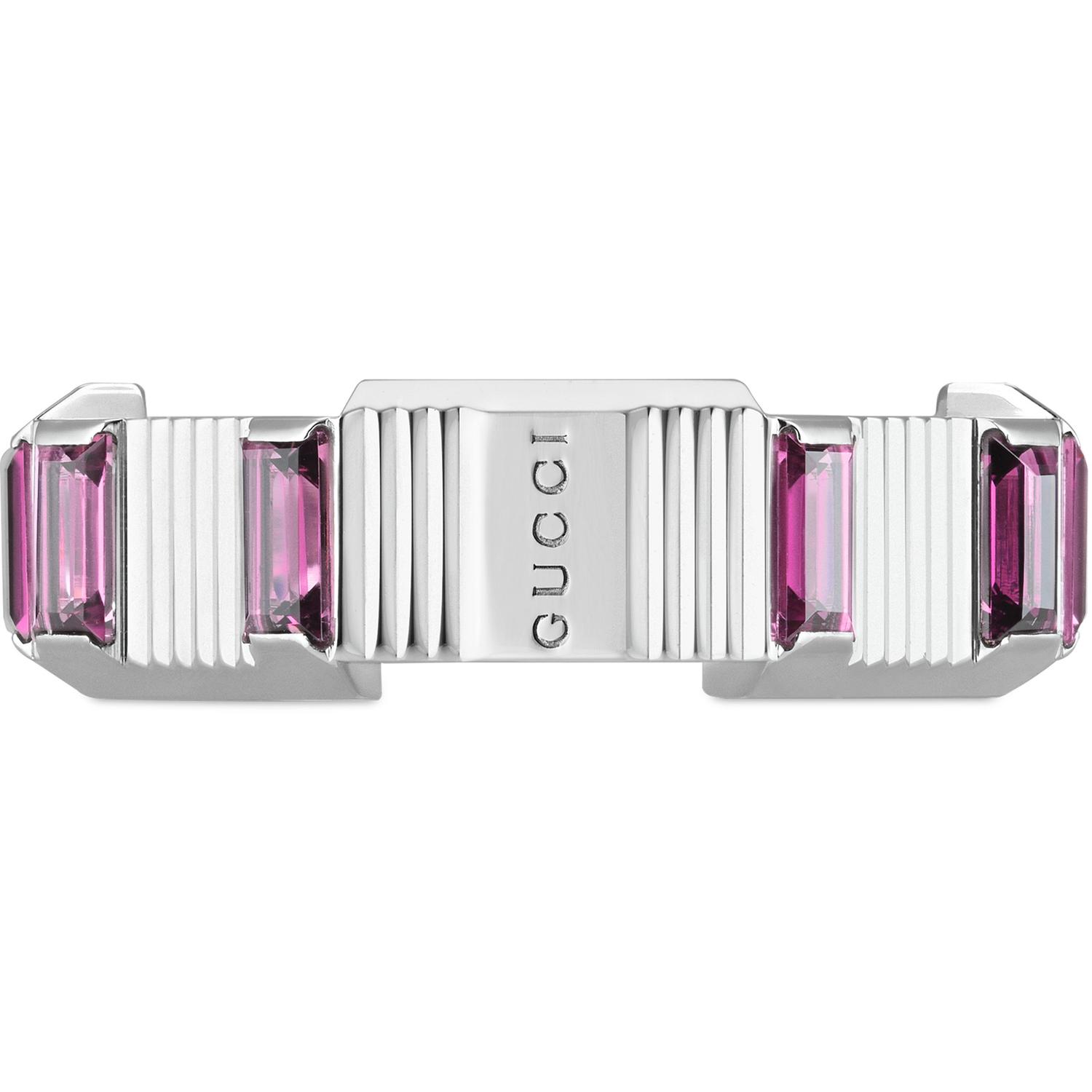 Gucci - YBC702414001 - Link to Love ring in 18kt white gold and rubellite