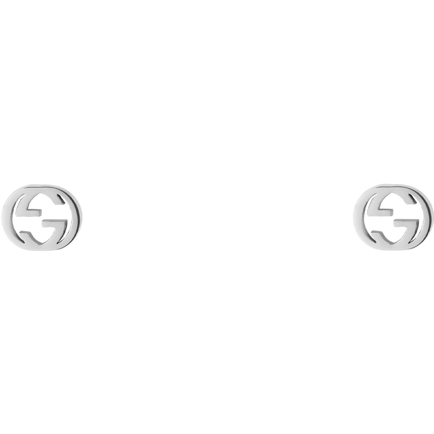 Gucci - YBD662111002 - Interlocking G Earrings with motif in 18kt white gold