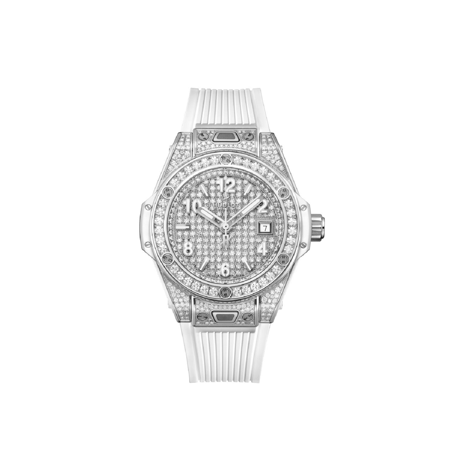 HUBLOT - BIG BANG ONE CLICK STEEL WHITE FULL PAVÉ