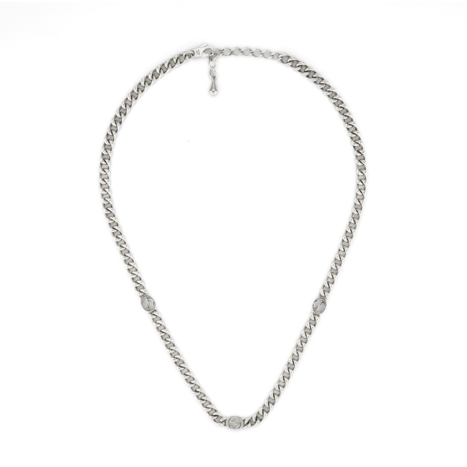 GUCCI - YBB843630001 - Interlocking Necklace Interlocking necklace in passivated silver 0818_length 45+5cm reglage