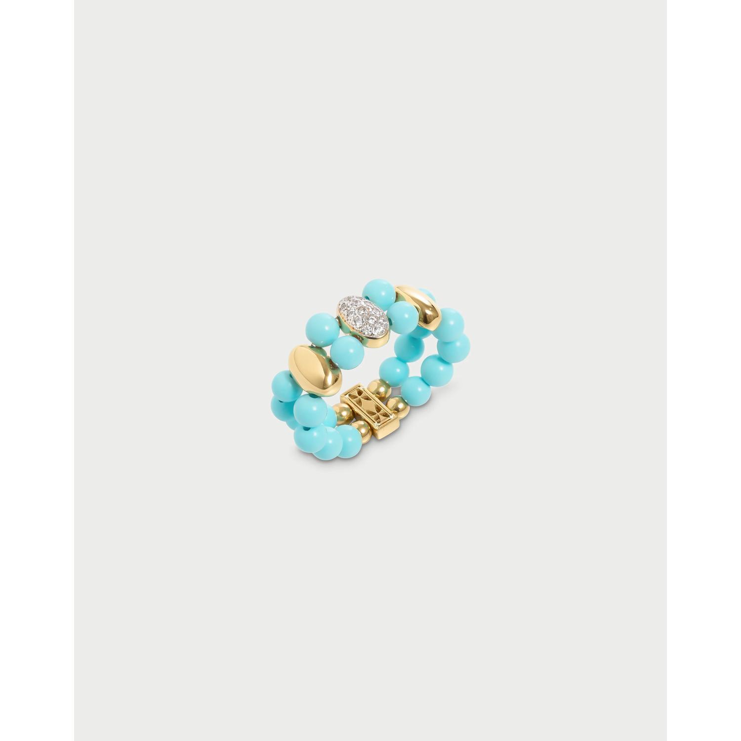 RUE DES MILLE - ANZ029M3TAU - Triple ellipse turquoise elastic ring