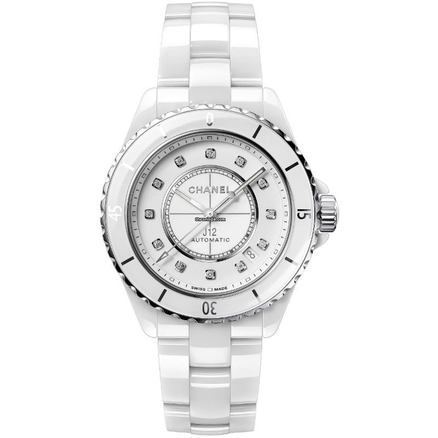 CHANEL - H5705 - Uomo - J12 White Ceramic 38mm Automatic Diamond Markers Caliber 12.1