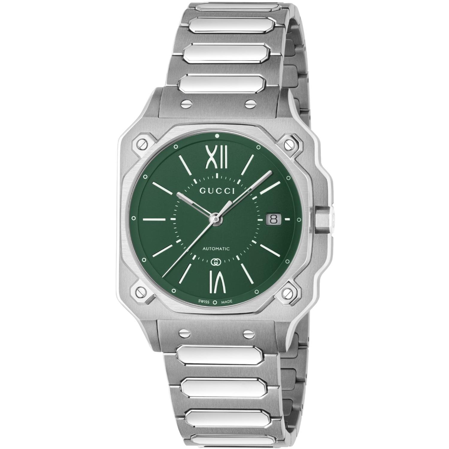 GUCCI - YA166404 - G - Flat 36 mm stainless steel case, green opaline dial, date opening, stainless steel bracelet, self - winding movement