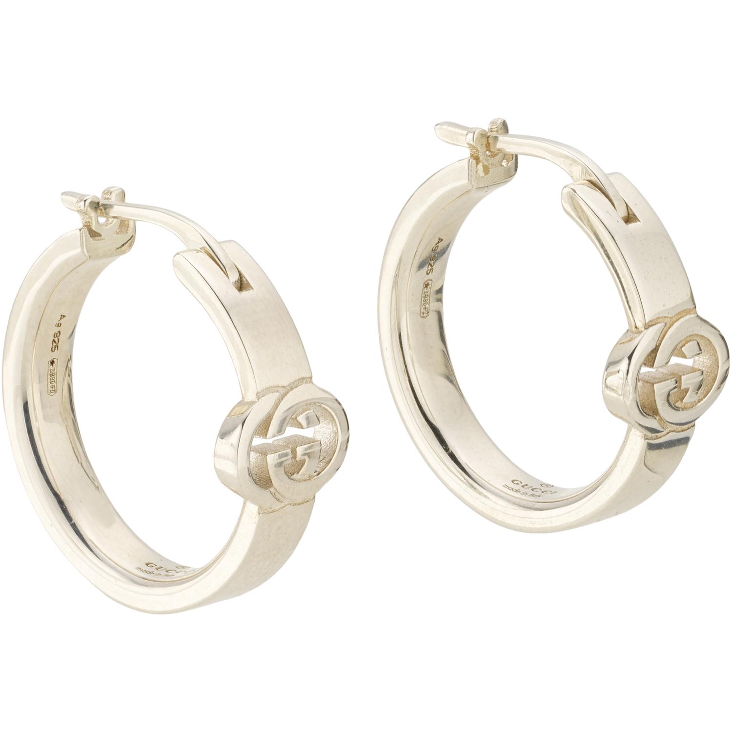 GUCCI - YBD854204001 - Interlocking Hoop Earrings Interlocking in 925 sterling silver