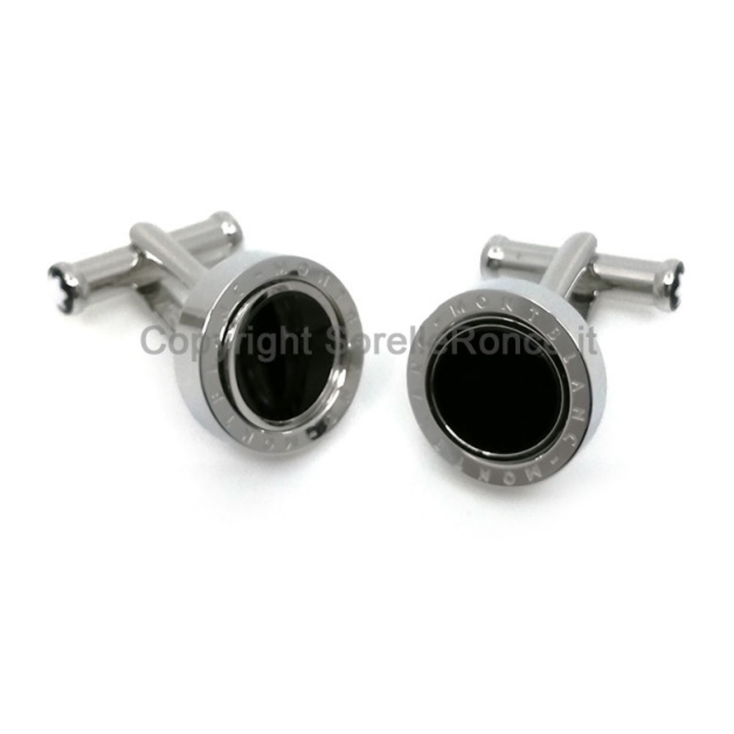 MONT BLANC - 116664 - Steel Cufflinks with Onyx Stone