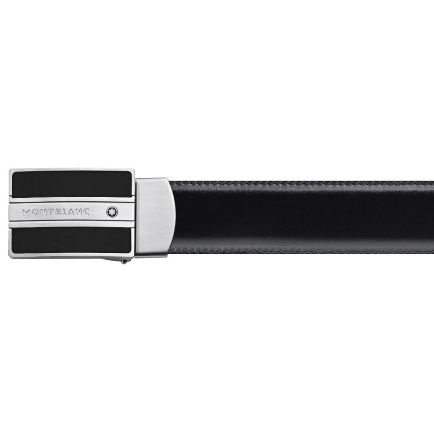 MONT BLANC - 128136 - Leather belt with palladium-finish steel buckle