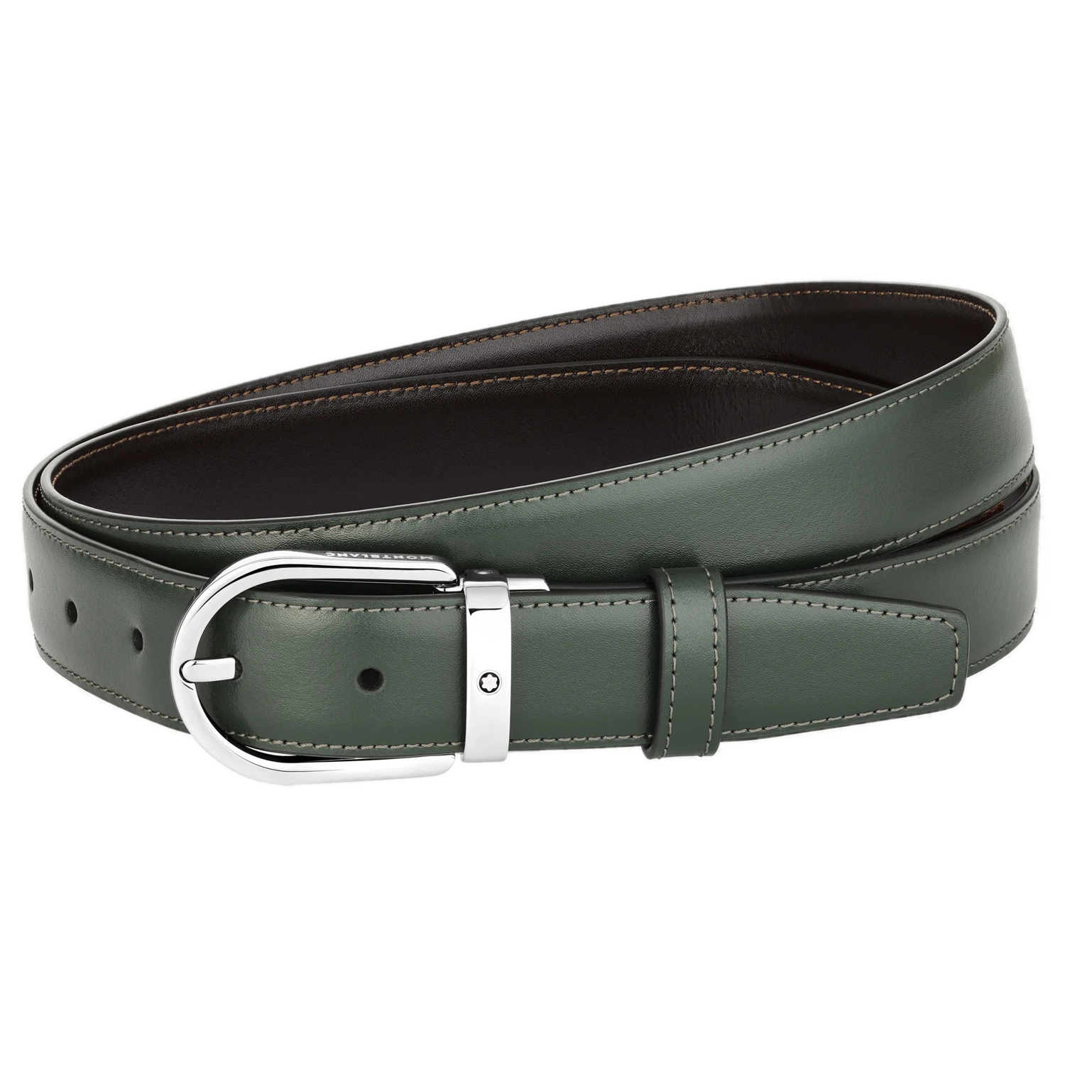 MONT BLANC - 128753 - Elegant green/brown reversible adjustable belt