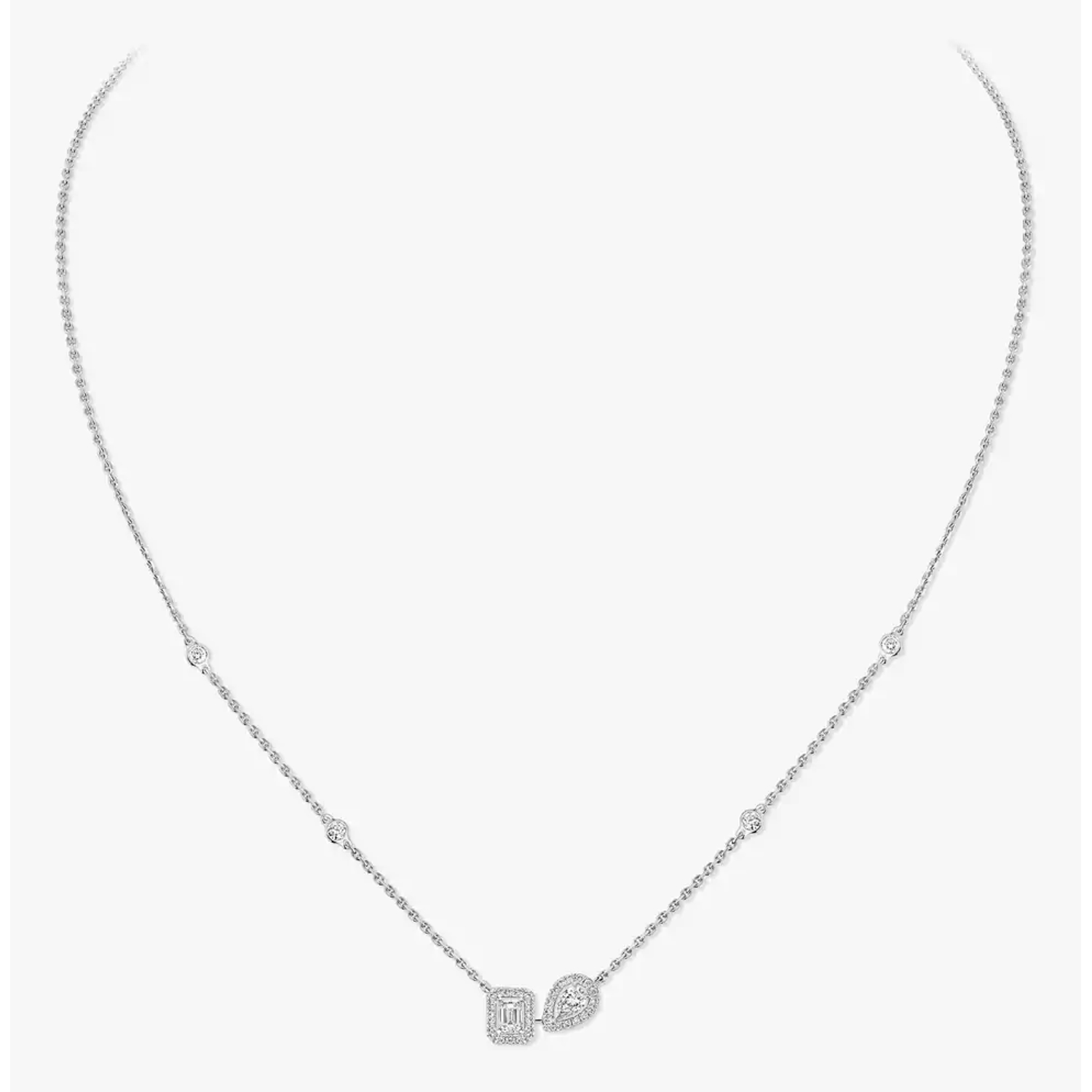 MESSIKA - 14534-WG - My Twin Toi & Moi Necklace White Gold Diamond