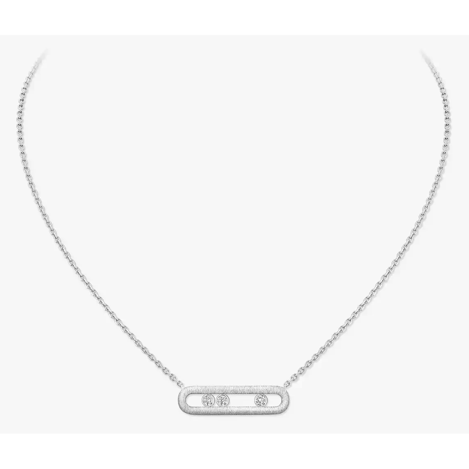 MESSIKA - 14667-WG - Classic Chiseled Move Necklace, White Diamond Gold