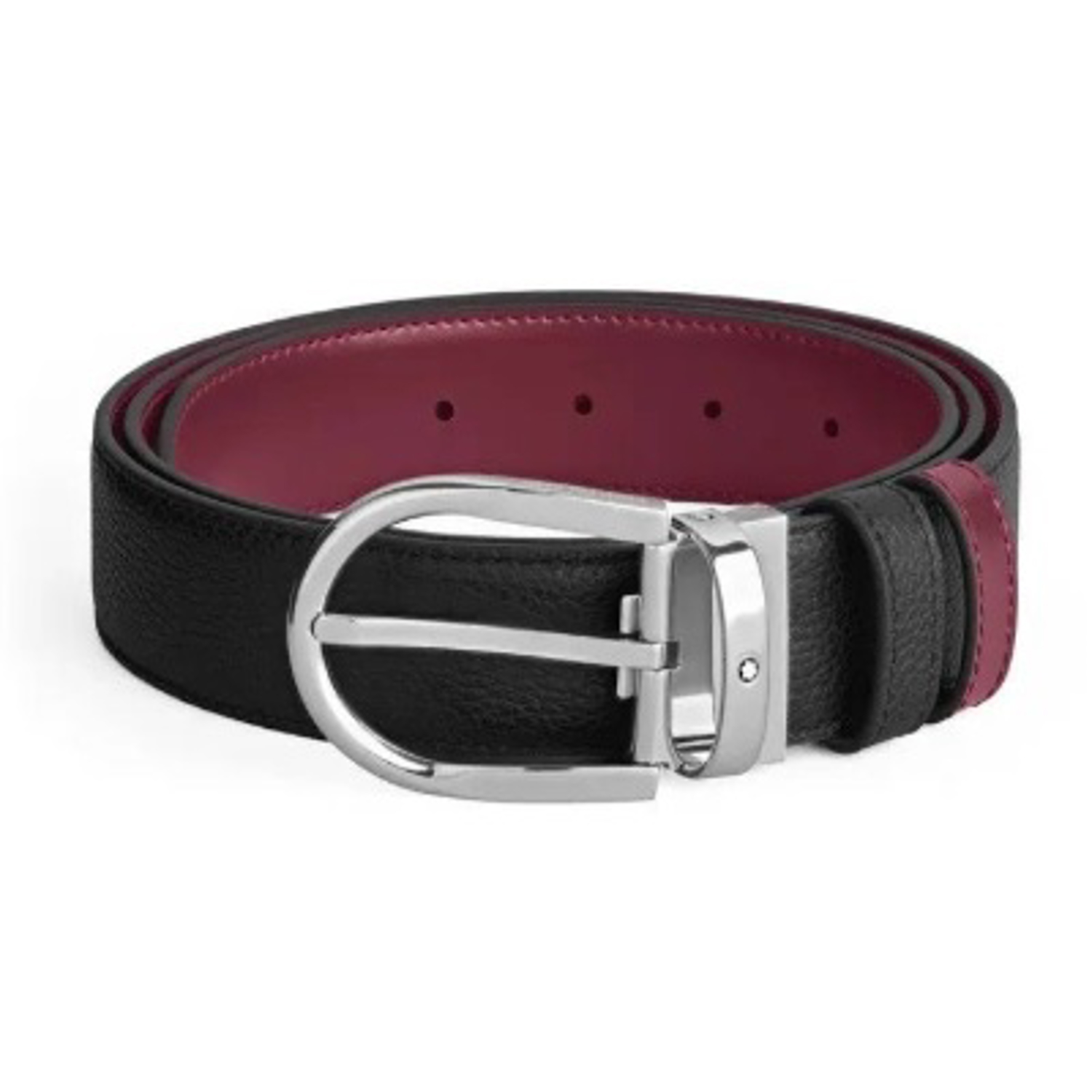 MONT BLANC - 199665 - Reversible Black Cassis Belt with Horseshoe Buckle
