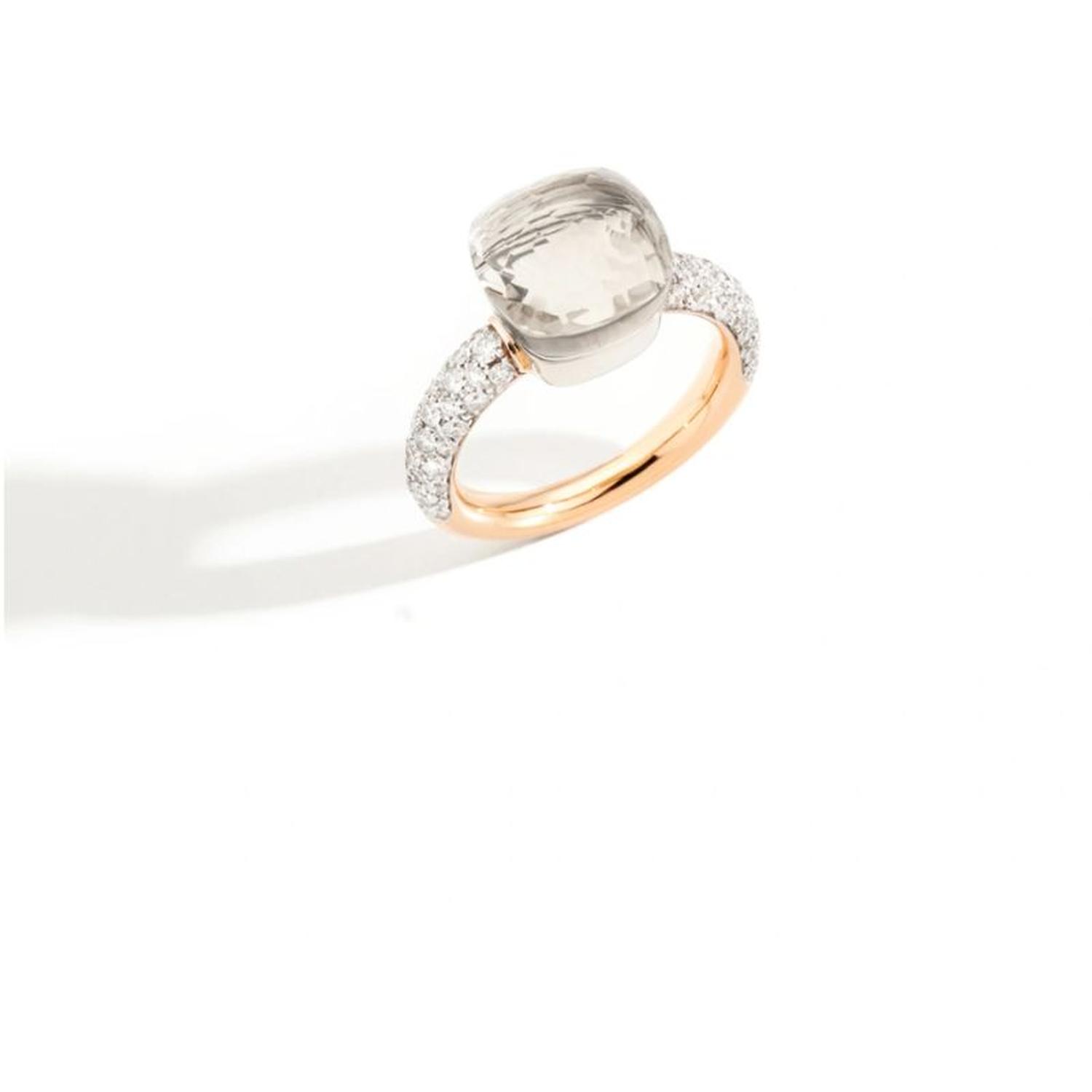 POMELLATO - PAC0040_O6WHR - CLASSIC NUDE RING IN ROSE AND WHITE GOLD WITH WHITE TOPAZ AND DIAMONDS - DB0TB