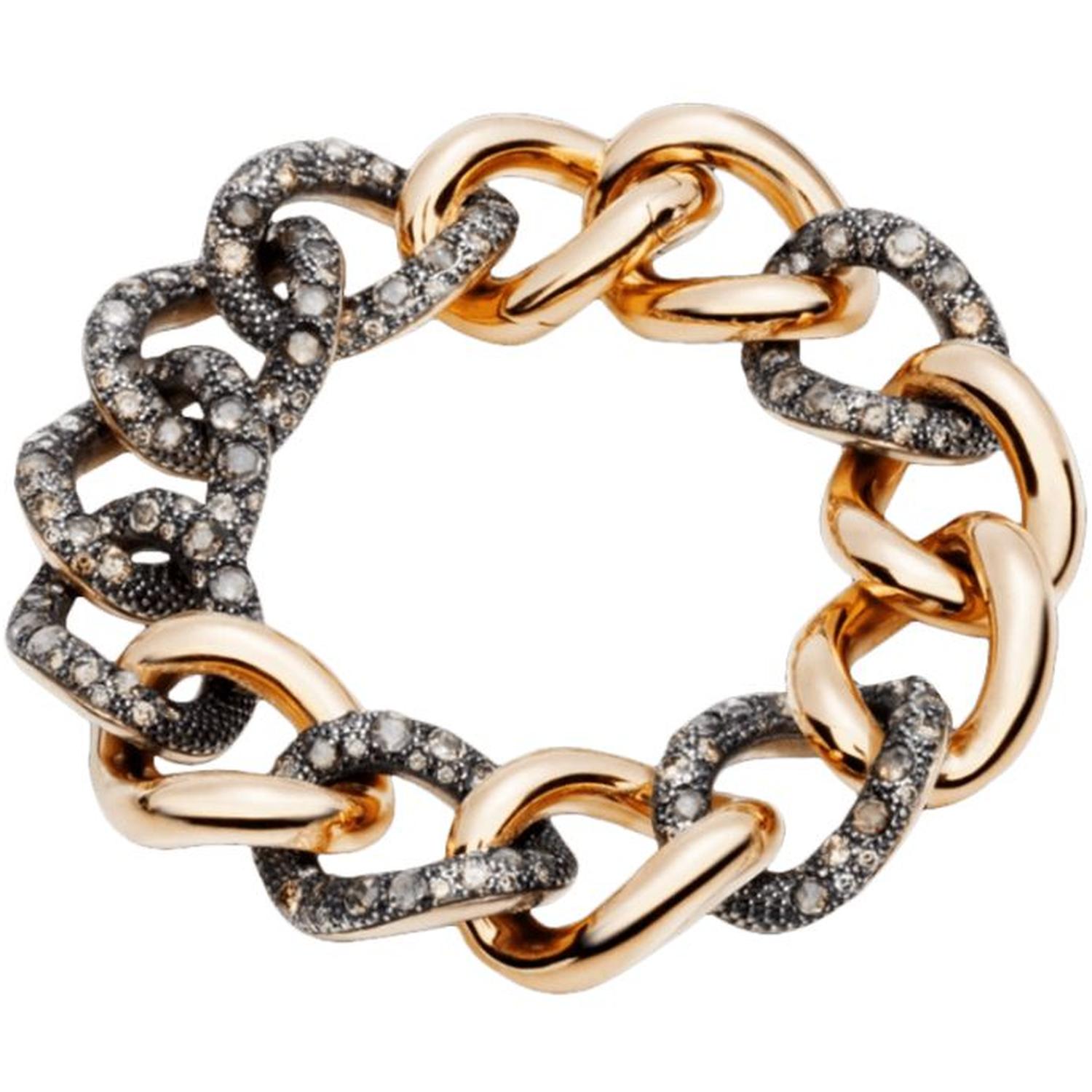 POMELLATO - PBA8062_OA000 - ROSE GOLD AND RHODIUM-PLATED SILVER CHAIN BRACELET WITH BROWN DIAMONDS - DBR00