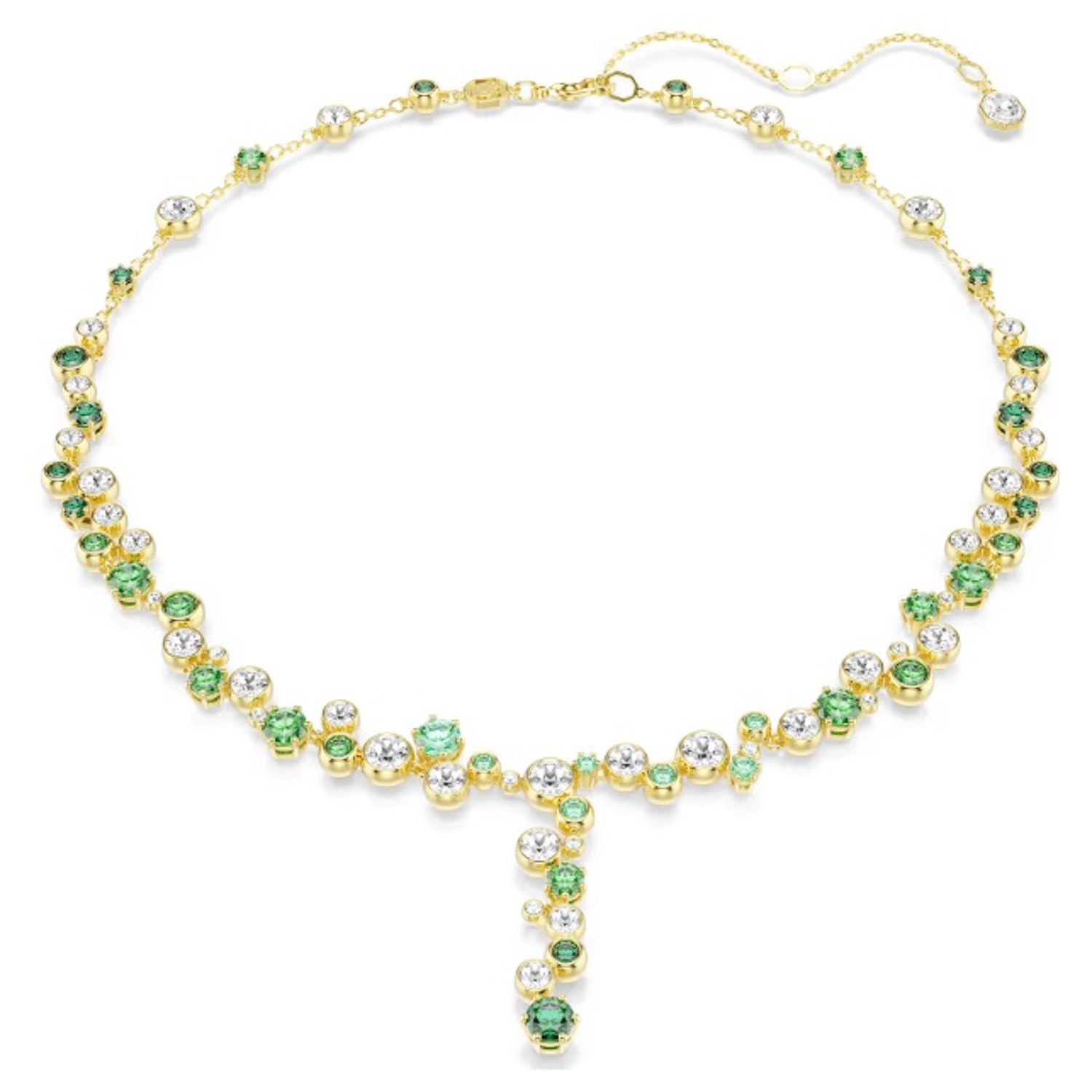SWAROVSKI - SW5722474 - Constella Y Necklace Mixed Cut, Green, Gold Plated