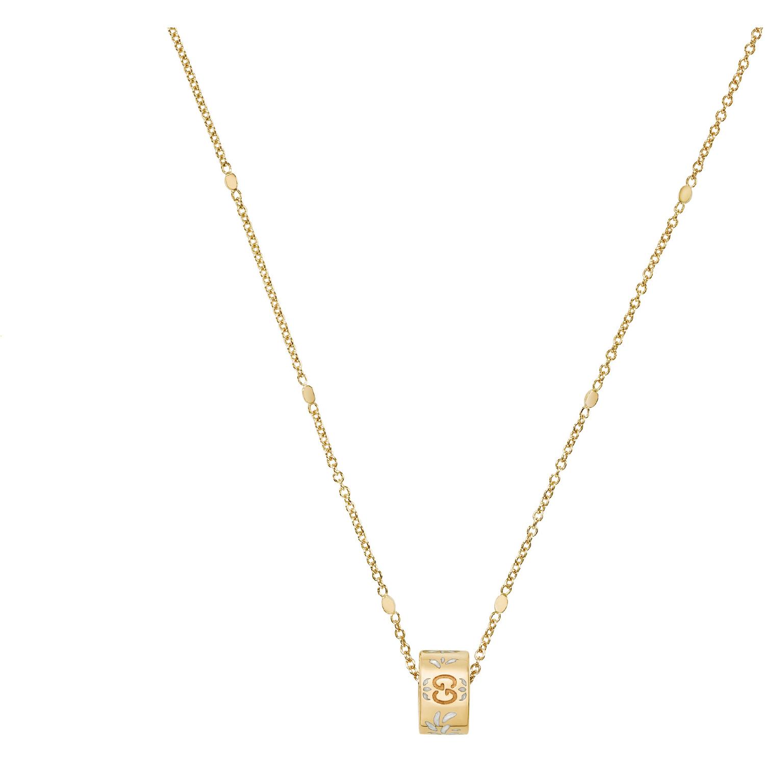 GUCCI - YBB434553001 - Icon necklace in 18kt yellow gold and white enamel
